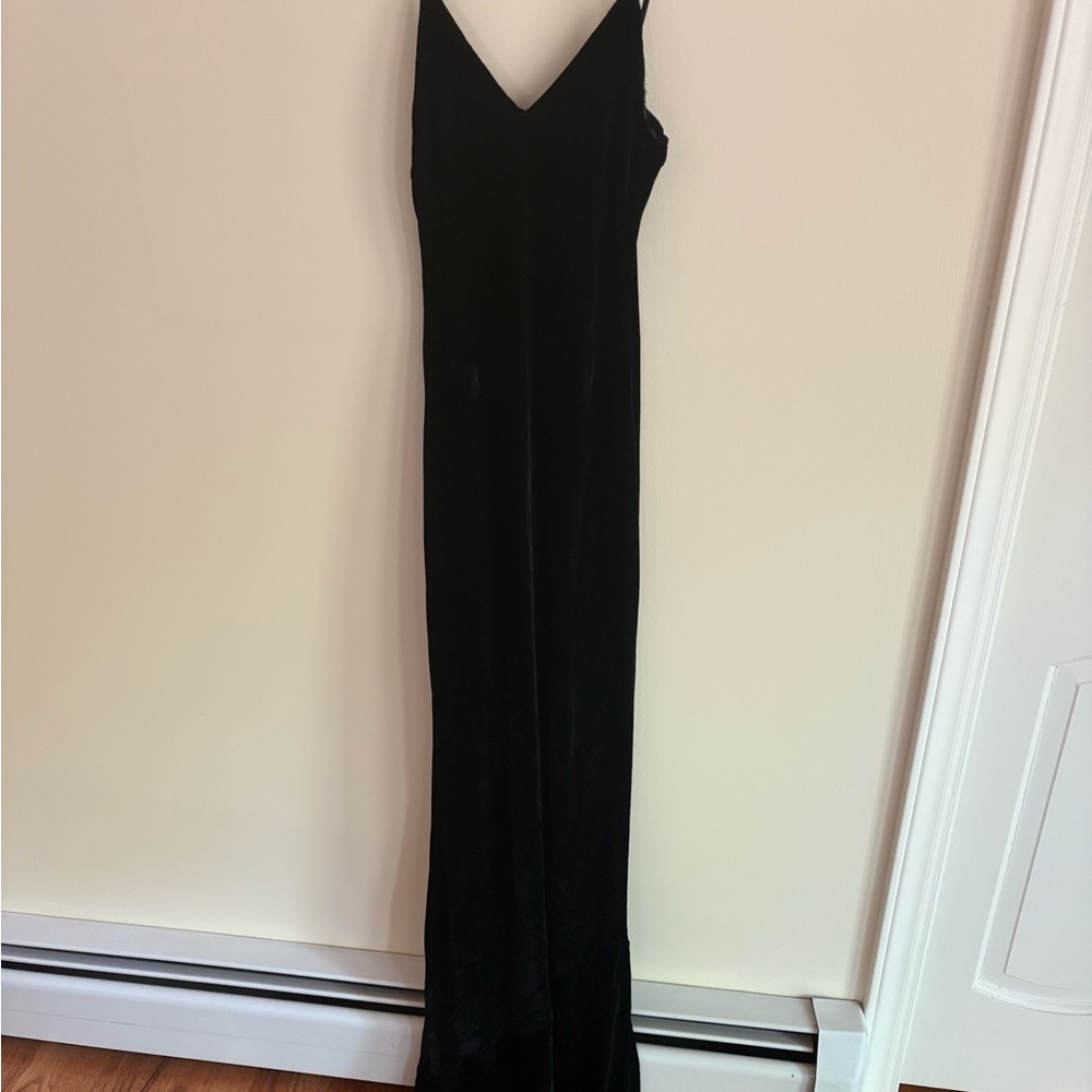 Nili Lotan Black Velvet Slip Maxi Dress